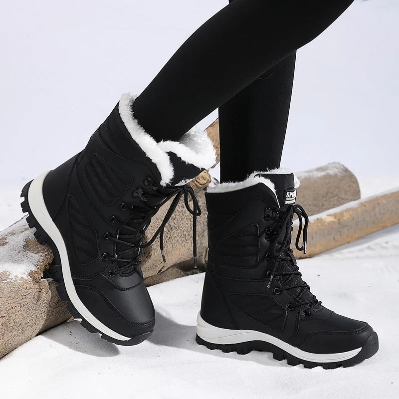 Winter Women Snow Boot High-top Waterproof Ankle Boots Ladies Thick Plus Warm Snow Hiking Boots Outdoor Cotton Shoes Sneakers LadyShow.Store