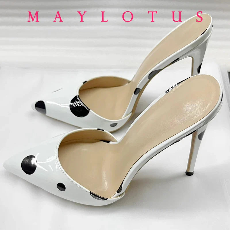 Pointed Toe 8/10/12 cm High Heel Mule for Women with a Distinctive Style, Wearing Ultra High Heel Half Slippers Externally LadyShow.Store