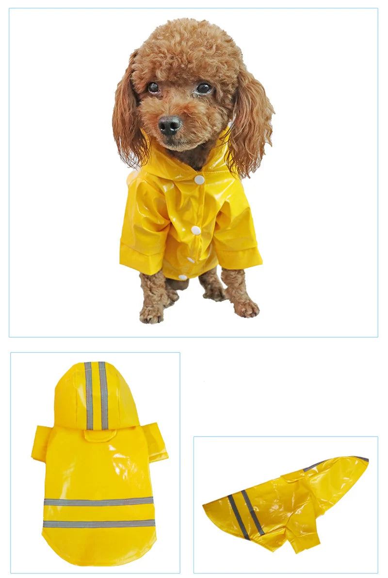 Waterproof Dog Jacket PU Dog Raincoat For Small Dogs Cats Reflective Puppy Raincape Chihuahua Yorkies Raincoat Pet Poncho Pi-Mart