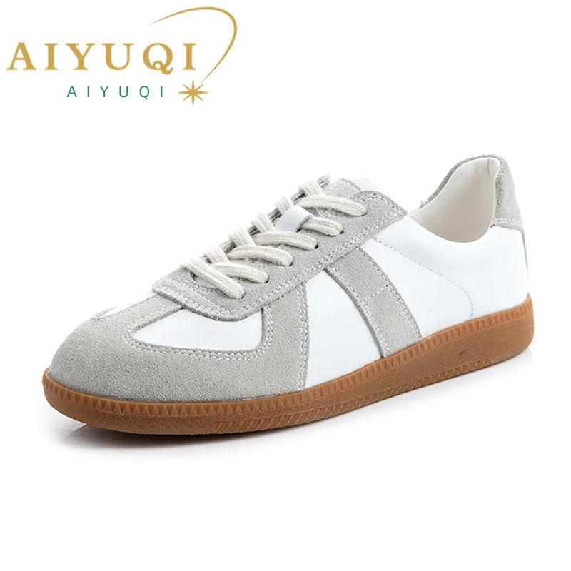 AIYUQI Women's Sneakers 2026 New Genuine Leather Ladies Moral Training Shoes Casual Spring Flat Shoes Women Pi-Mart