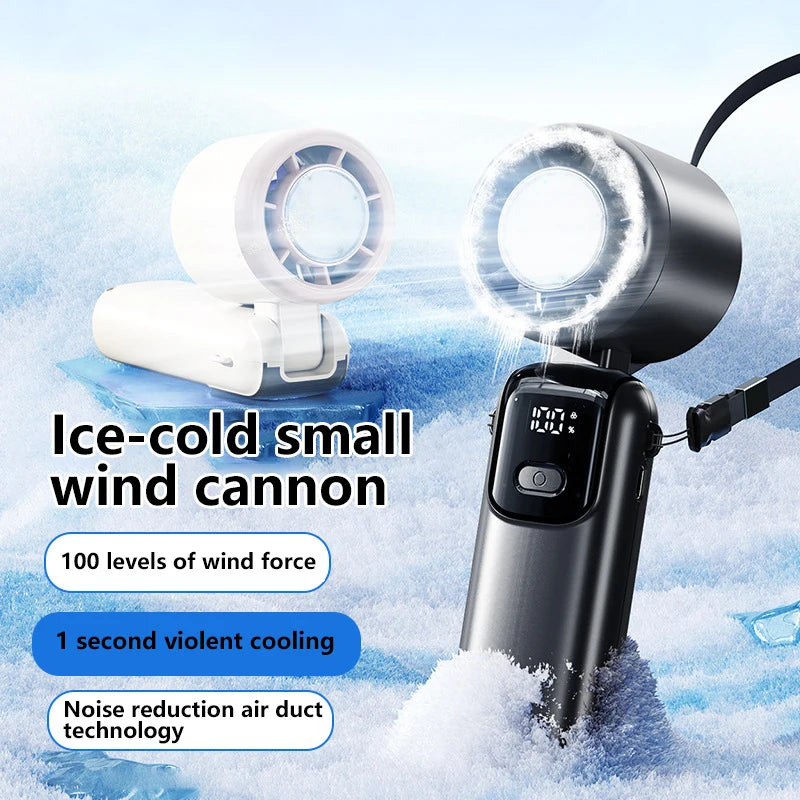 Lenovo Foldable/Hangable USB Desk Fan Ice Cooling Handheld Fan 100 Speeds Turbo Portable for Outdoor Fast Chill Ice Compress New Pi-Mart