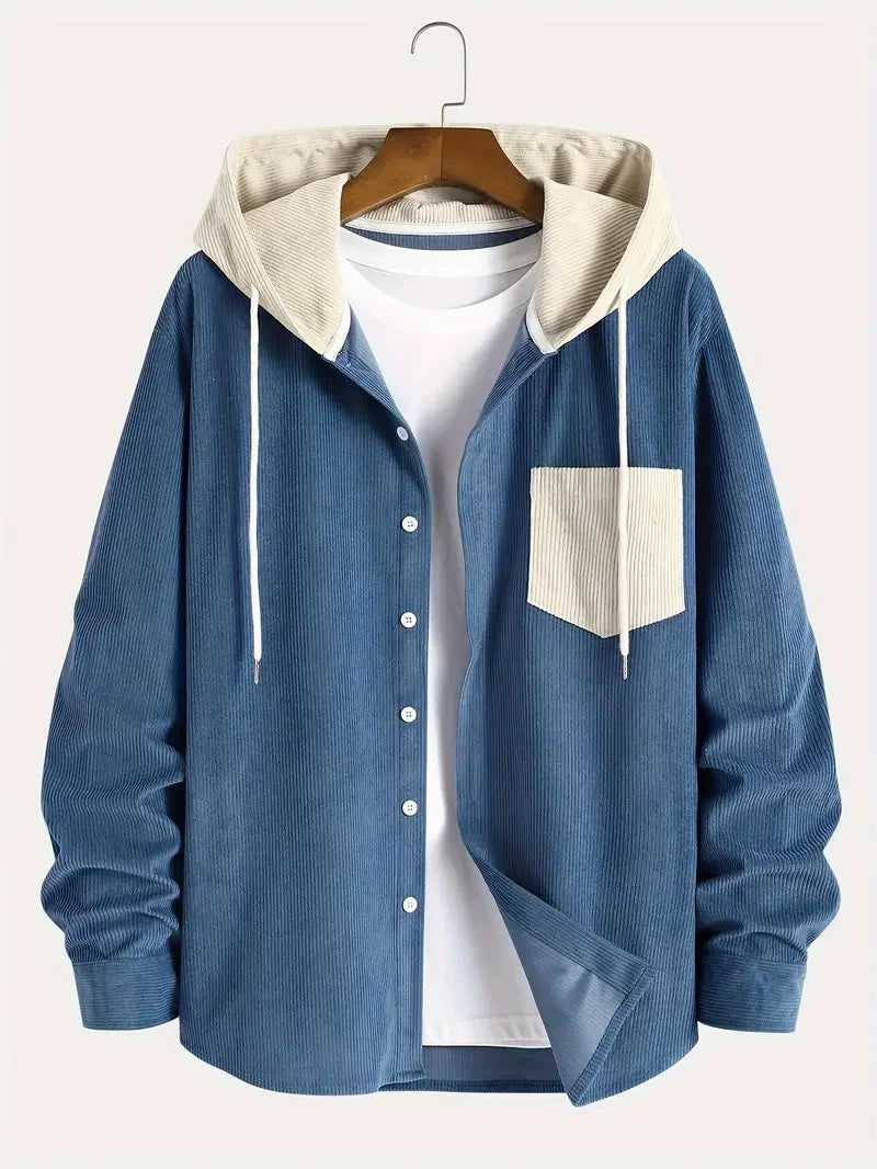 The 2025 New Fashion Trend Spring and Autumn Corduroy Hooded Jacket Is Comfortable and Casual for Daily Commuting for Men Pi-Mart