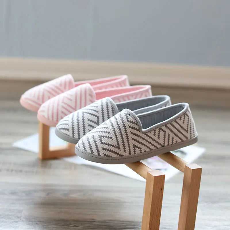 New 2026 Spring Autumn At Home Thermal Anti-Skid Slippers Women's Knitted Indoor Slippers Soft Outsole House Shoes Pi-Mart