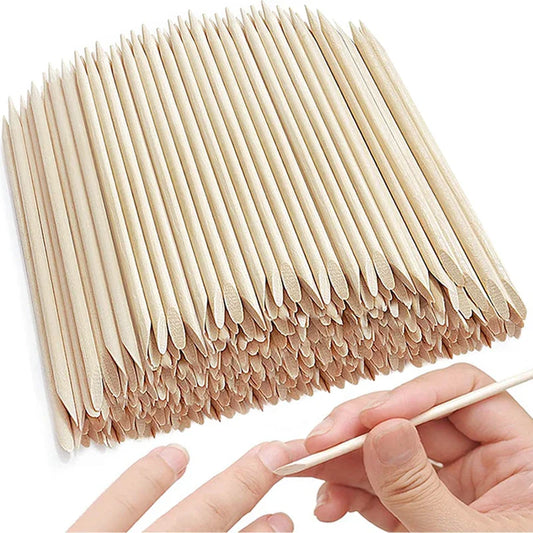 100/50pcs Nail Art Pusher Orange Wood Sticks Cuticle Pusher Remover Rhinestones Dotting Removal Manicure Pedicure Care Tools Tri Light Beauty