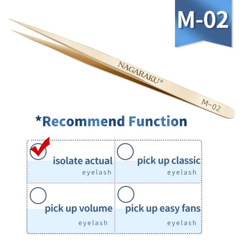 NAGARAKU Eyelash Extension Tweezers Makeup Stainless Steel Eyelash 3D accurate Clip Pi-Mart