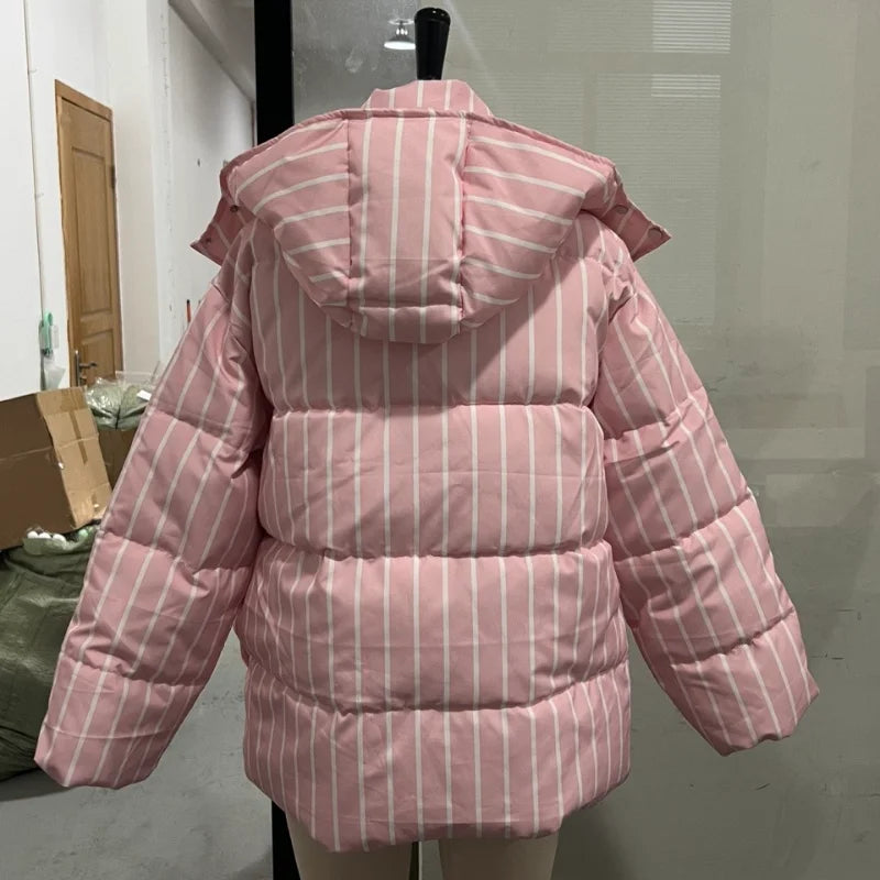Chic Leopard Hooded Puffer Coat Set Women Quilted Full Sleeve Zip Jacket Wide Leg Pants 2026 New Lady Winter Thicken Warm Outfit Pi-Mart