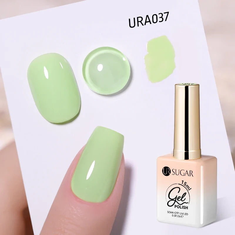 UR SUGAR 15ml Jelly Milky White Translucent Color Gel Polish Semi Permanent UV Gel Nail Art Soak Off Gel Varnish Latest Fashion Tri Light Beauty
