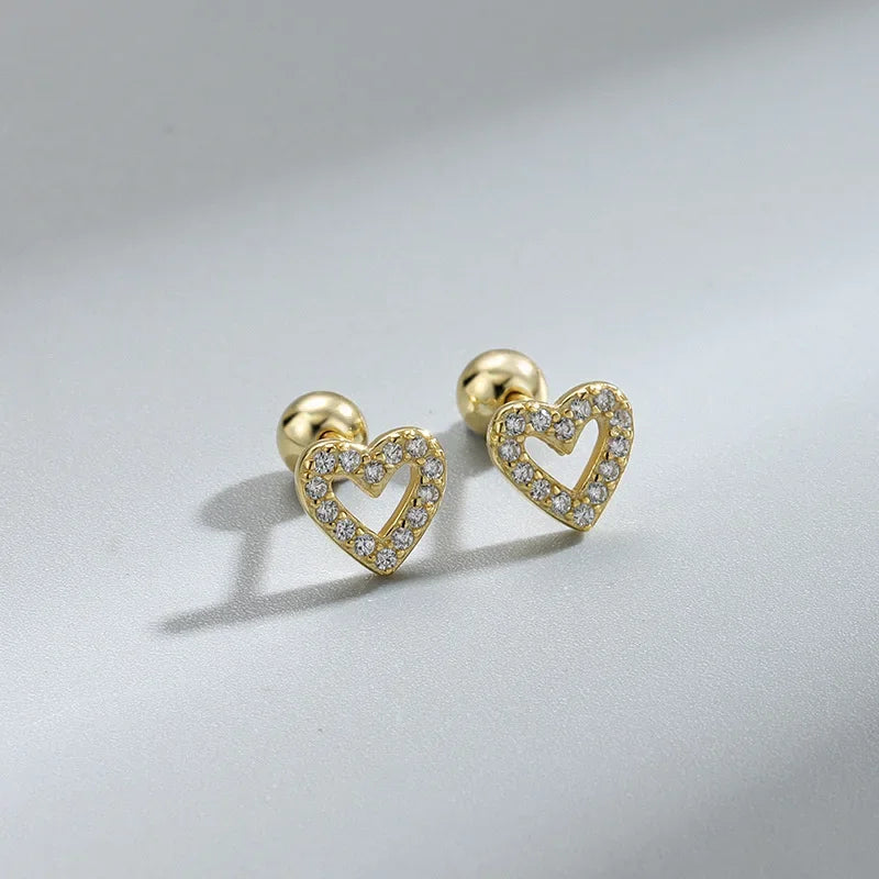 New Fashion Heart Stud Earrings for Women Hypoallergenic Screw Cartilage Helix Earring Girls Piercing Accessories Jewelry Gifts Pi-Mart