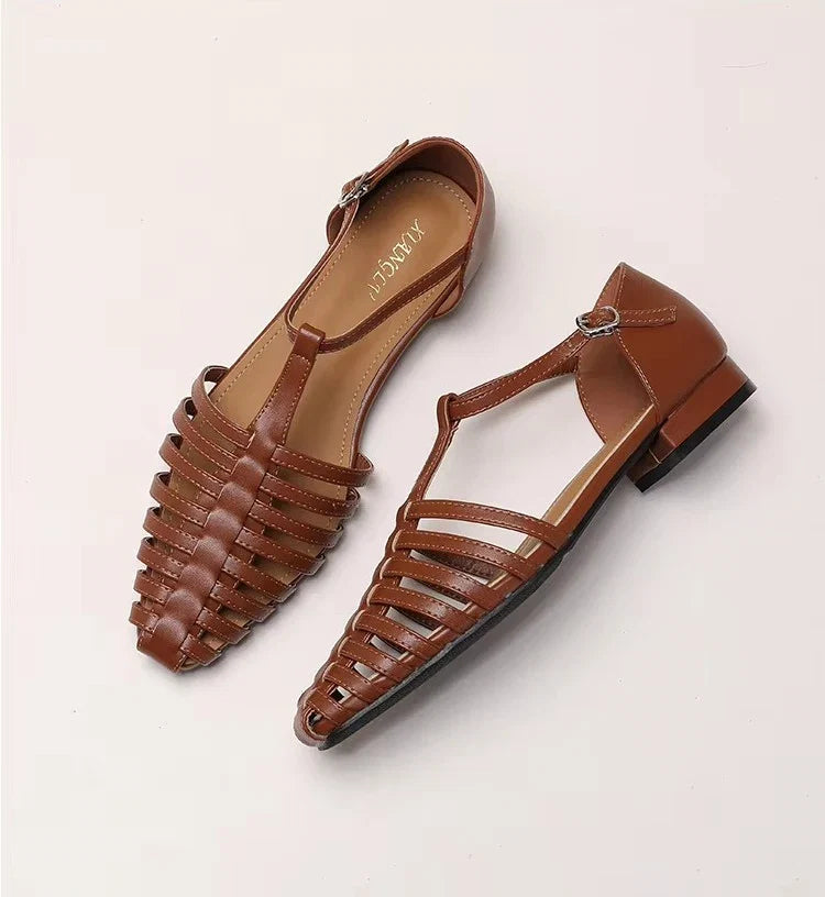 ZAROY Summer Cross Strap Flat Sandals Women Round Toe Ankle Buckle Hollow Casual Roman Sandalia Zapatos De Mujer сандали LadyShow.Store
