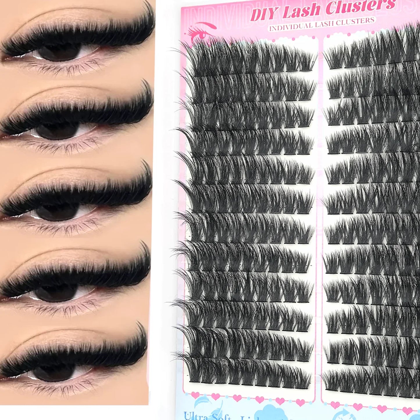False Eyelashes Natural Wispy Individual Cluster Lashes Easy to Apply Soft & Lightweight Reusable for Daily Makeup LadyShow.Store