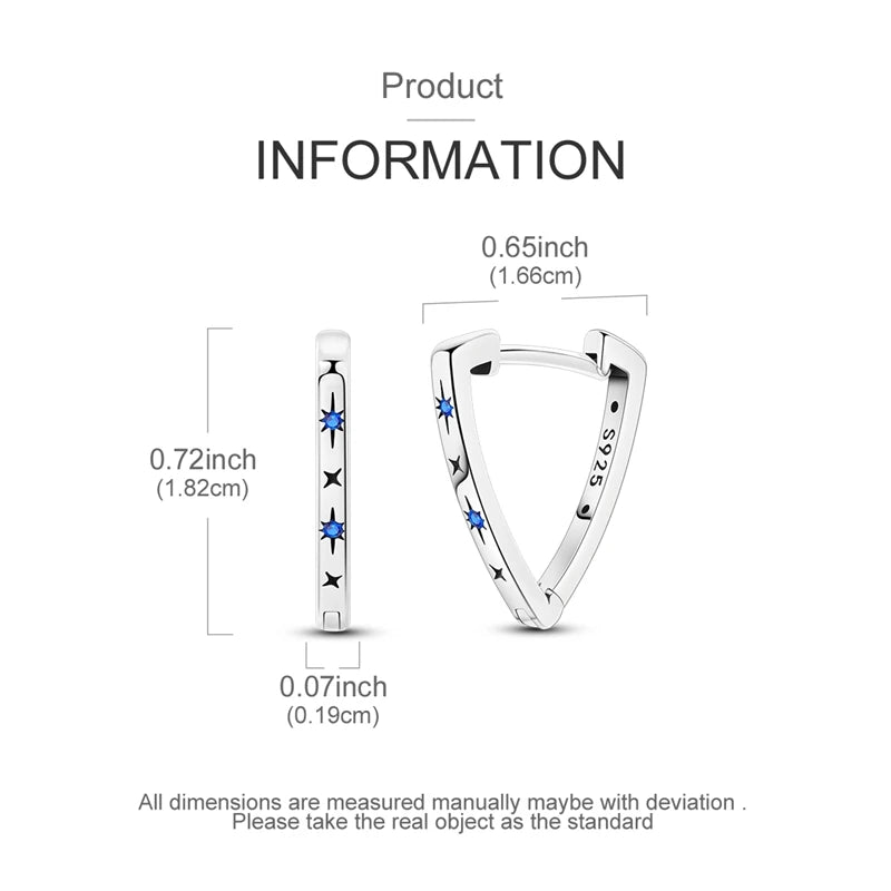 925 Sterling Silver Hoop Earring For Woman Night Sky Blue Purple Gemstone Original Earrings Fashion Jewelry Gift Pi-Mart