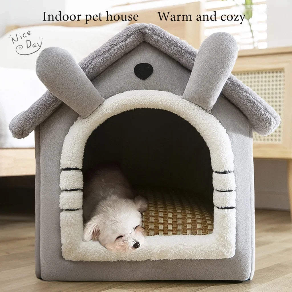 Winter Warm Foldable Pet House Detachable Washable Liner Comfort Kennel Bed for Small Medium Dogs and Cats Indoor Rest Nest Pi-Mart