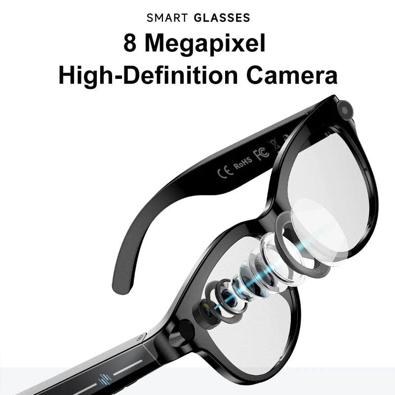 Lenovo 2026 New 8K AI Translation AI Smart Glasses Bluetooth Calling Music Player Camera Control Anti Blue Light Sunglasses Pi-Mart