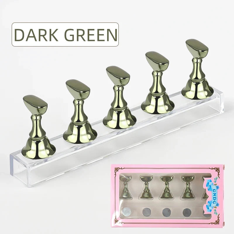 5pcs Chess Magnetic Nail Holder Acrylic Nail Tips Practice Display Stand Showing Shelf Gel Polish Display Stand Manicure Tools Tri Light Beauty