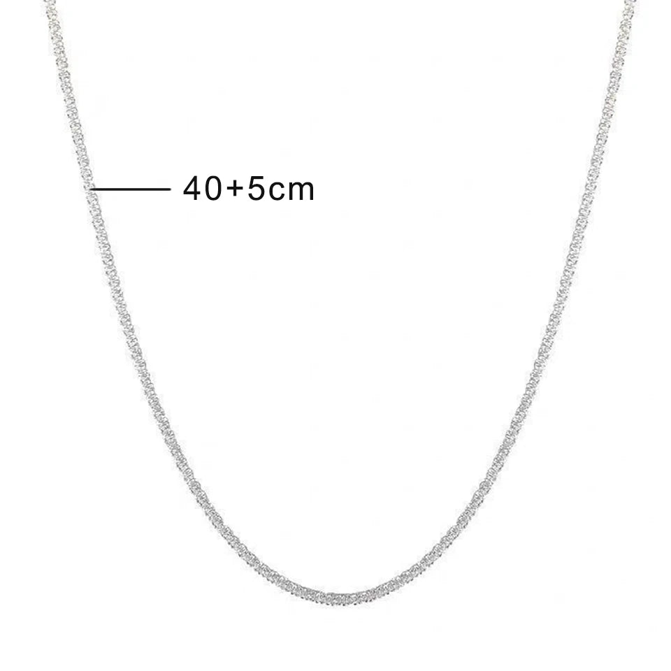 Trend Sparkling Silver Color Choker Necklace For Women Elegant Clavicle Chain Necklace Party Wedding Collar Jewelry Gifts Pi-Mart