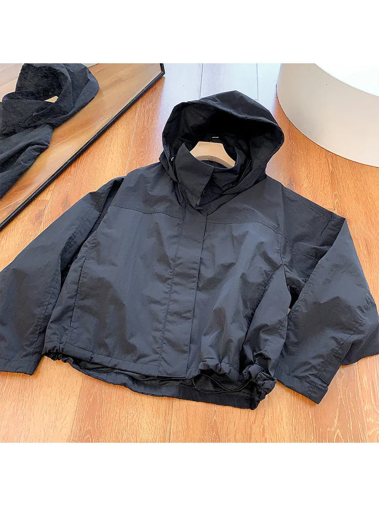Mumaroho 2025 Autumn Winter Women Windbreaker Jacket Windproof Solid Long Sleeve Outdoor Sport Hooded Thin Coat Jacket For Women LadyShow.Store
