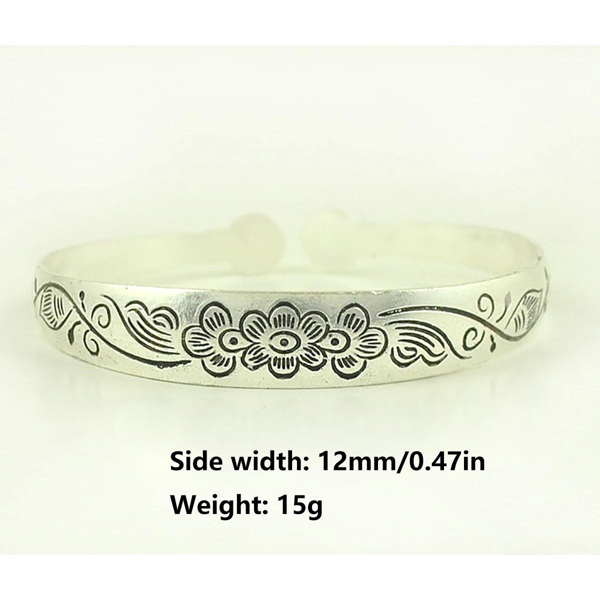 New Retro Cuff Bracelets Tibetan Silver Metal Carving Fish Elephant Flower Bangles Vintage Gypsy Jewelry Female Gifts Pi-Mart
