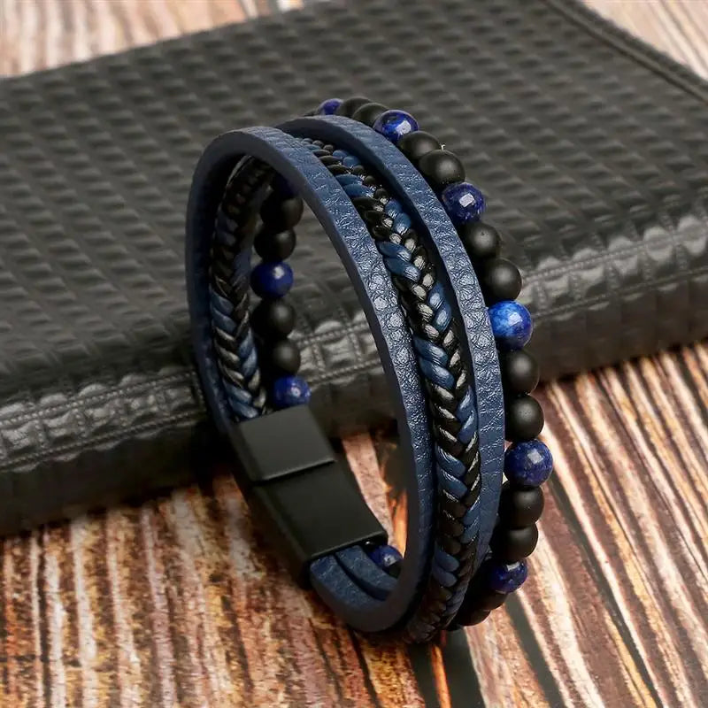 Classic Men's Leather Bracelet New Style Hand-woven Multi-layer Combination Accessory Fashion Man Jewelry Wholesale Dropshipping Pi-Mart