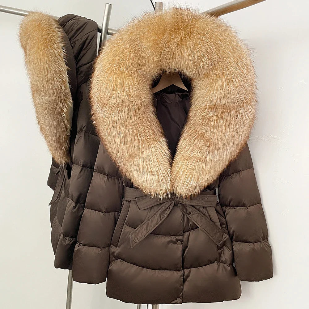 Natural Fur Collar Down Jacket Women Winter 2026 High Quality Duck Down Puffer Parka Windproof Warm Down Coat Outerwear New LadyShow.Store