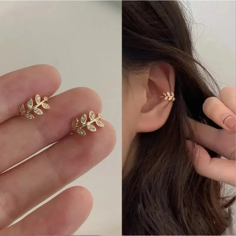 EVISPOL 1Pc Hot Sale Cute Metal Leaf Earcuff Clips On Earring for Women Fake Piercing Cartilage Earrings Ear Ring Without Hole Pi-Mart