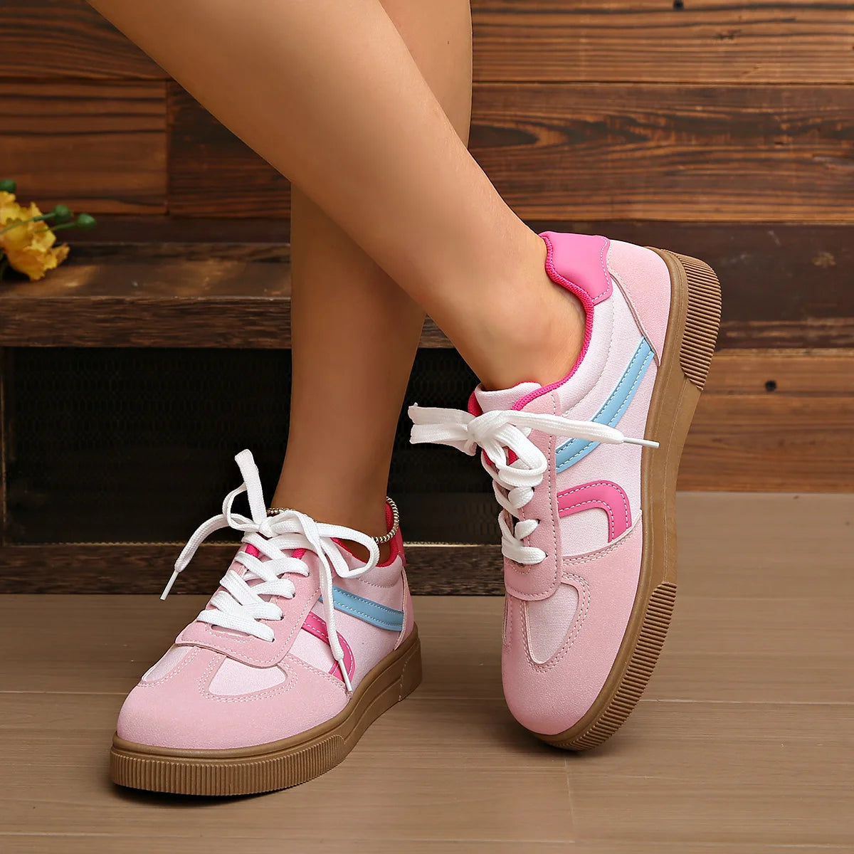 Women's Flat Bottom Sports Shoes Hot Sale Mixed Colors Spring Autumn New Style Sneakers Casual Leisure Student Flats Rubber Sole Pi-Mart