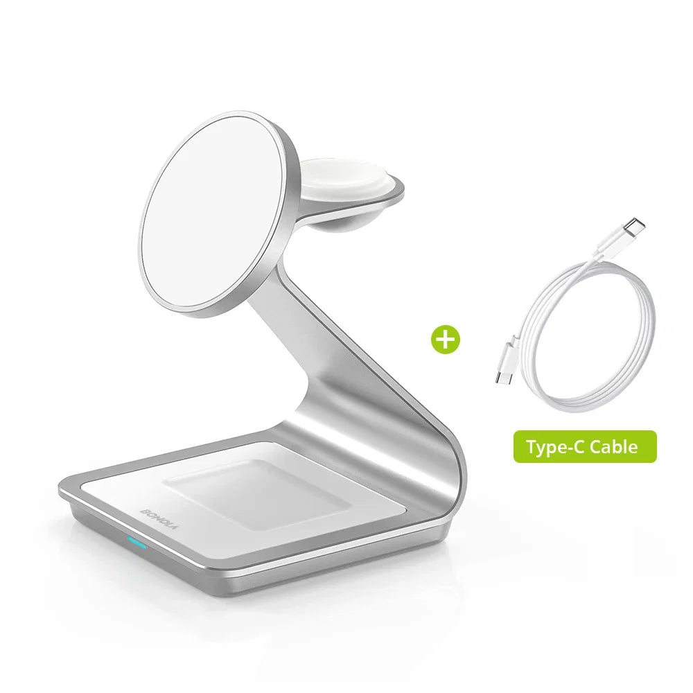 Bonola Magnetic 3 in 1 Wireless Charger for iPhone 17/16/15/13/14/12 30W Wireless Charging Station for Apple Watch/AirPods Pro LadyShow.Store