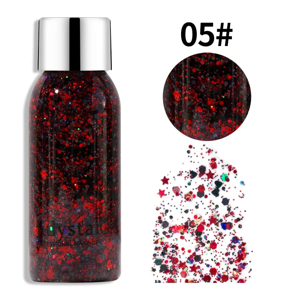 Glitter Eye Shadow Liquid Face Body Sequins Gel Long-Lasting Liquid Face Shimmer Multicolor For Party Music Festival Makeup 30ML Tri Light Beauty