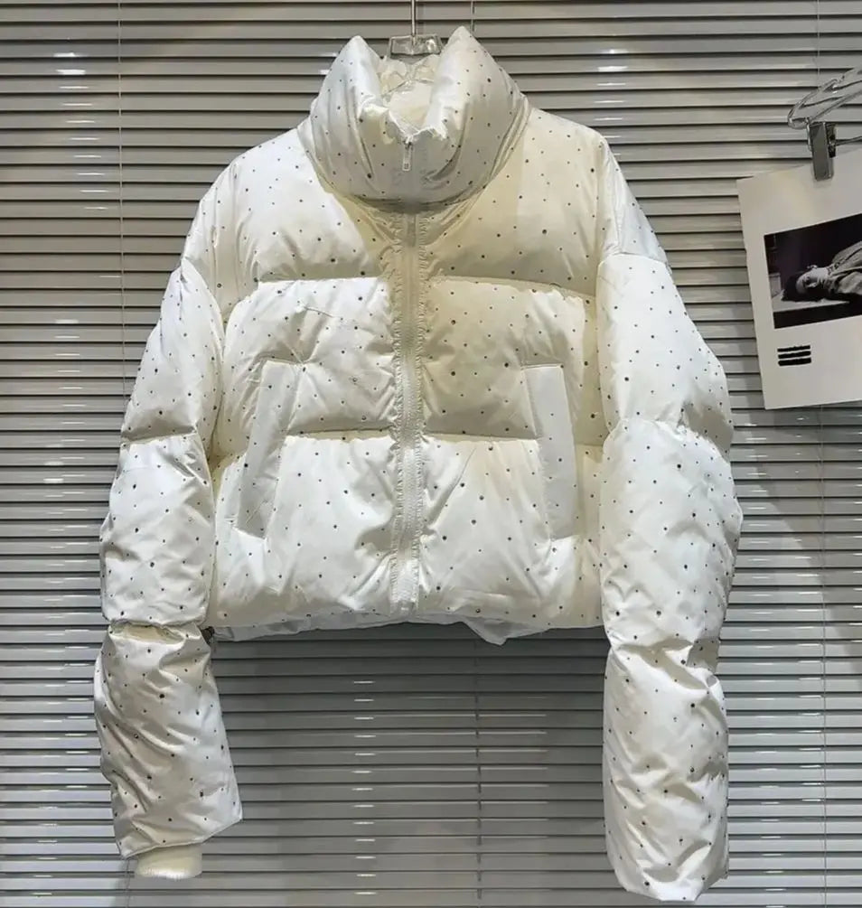 2026 New Winter Clothing Parkas Women's Outwear Short Coats Korean Rhinestone Coat Ladies Thickened Warm Cotton Puffer Jackets LadyShow.Store