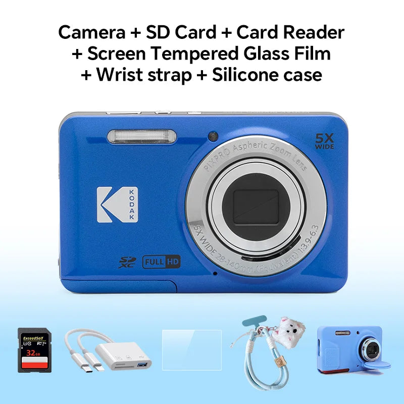 KODAK PIXPRO FZ55-RD 16MP Digital Camera 5X Optical Zoom 28mm Wide Angle 1080P Full HD Video 2.7" LCD Vlogging Camera Pi-Mart