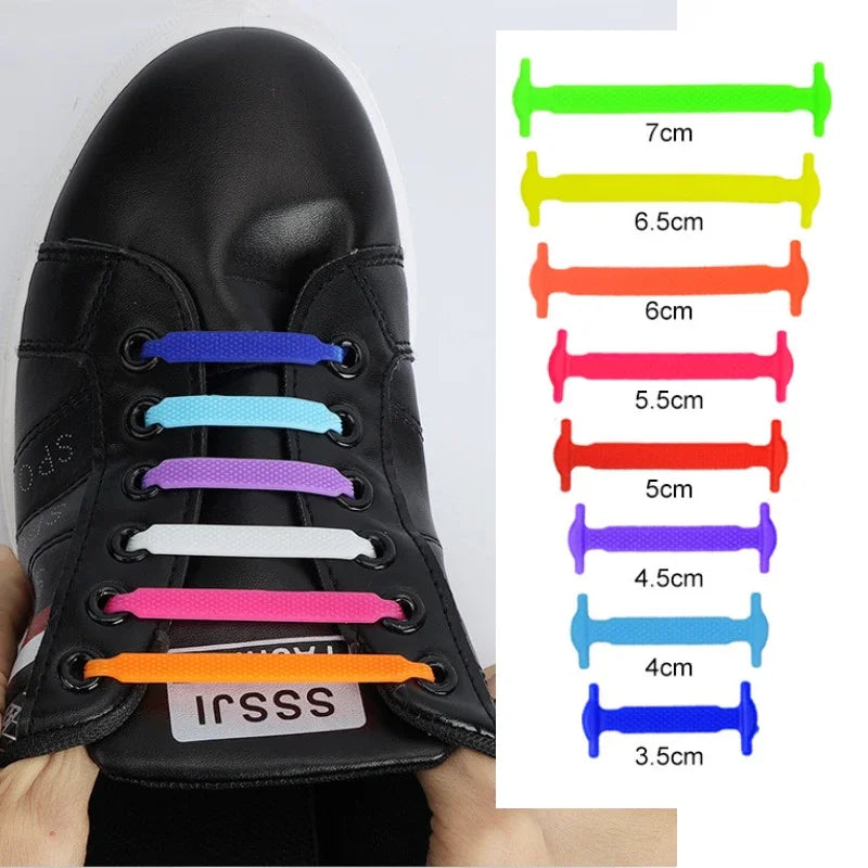 16pcs Lazy Shoelace Silicone Quick Lace Elastic Women Men No Tie Kids Adult Sneakers Lacing Shoelace Buckle Shoes Accessories LadyShow.Store