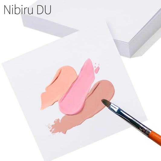50Pcs Gel Nail Polish Palette Paper Disposable Nail Art Sticker Gel Polish Mixing Drawing Paper DIY Display Manicure Tools Tri Light Beauty