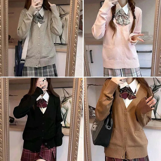 Mikasa pink cardigan sweater with the same style， Anime character COS knitted sweater, original JK uniform sweater jacket LadyShow.Store