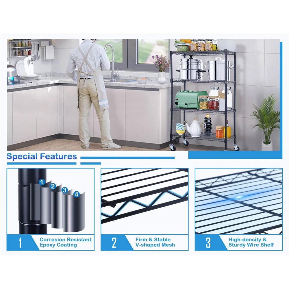 Industrial Warehouse Eco-Friendly Adjustable Large Capacity Metal Mobile Storage Wire Racks Shelving Storage Units Pi-Mart