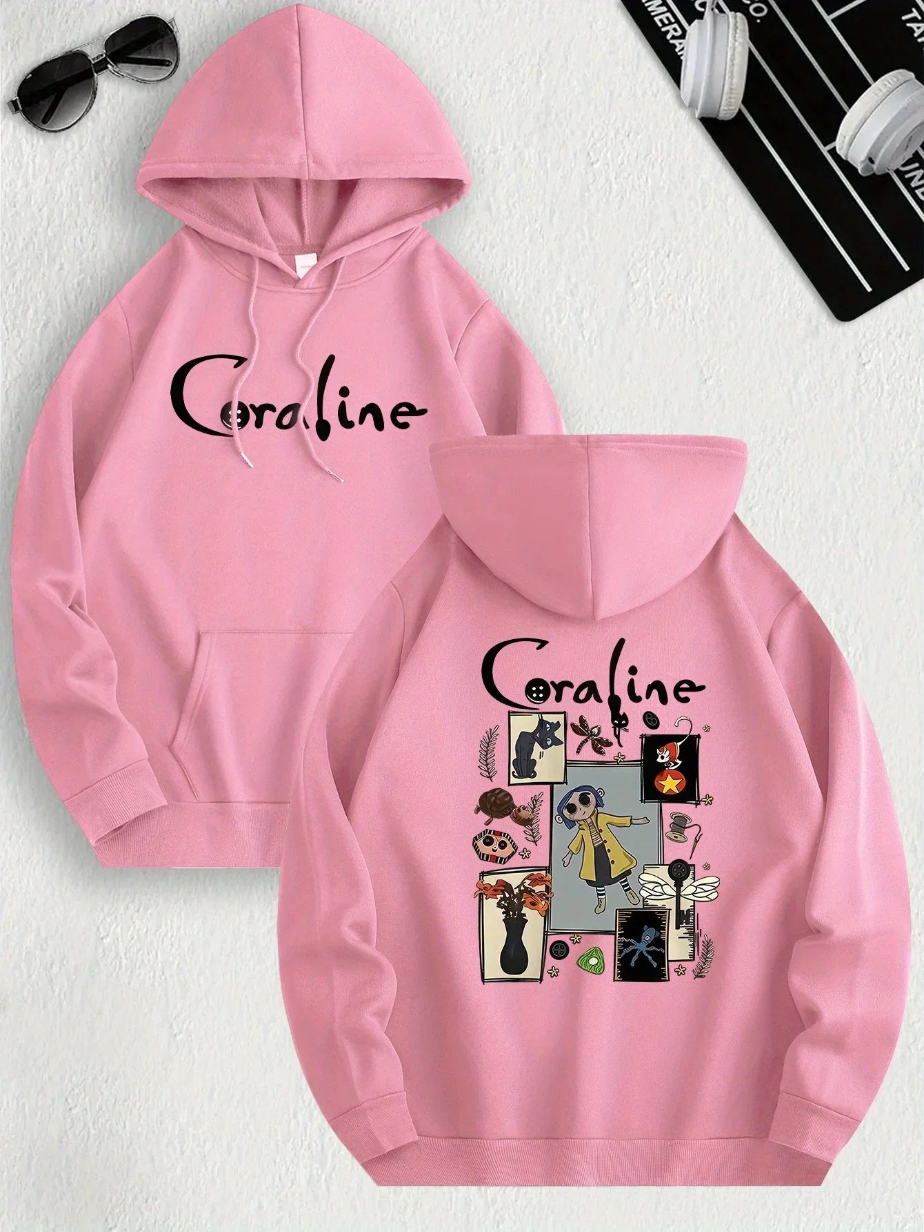 Coraline Inspired Casual Hoodie for Women's Sleeve Regular Fit Hooded Pullover Fashion Casual HipHop Sweatshirts Harajuku LadyShow.Store