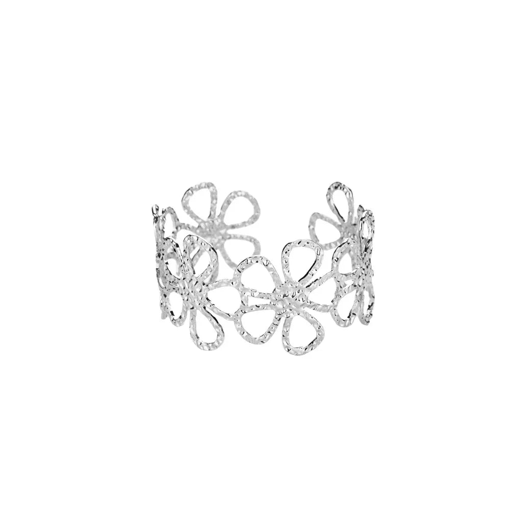 Exquisite Classic Bump Pattern Openning Bangles Bracelet For Women Cuff Bracelet Gold Color Stainless Steel Hand Ornament Gift Pi-Mart