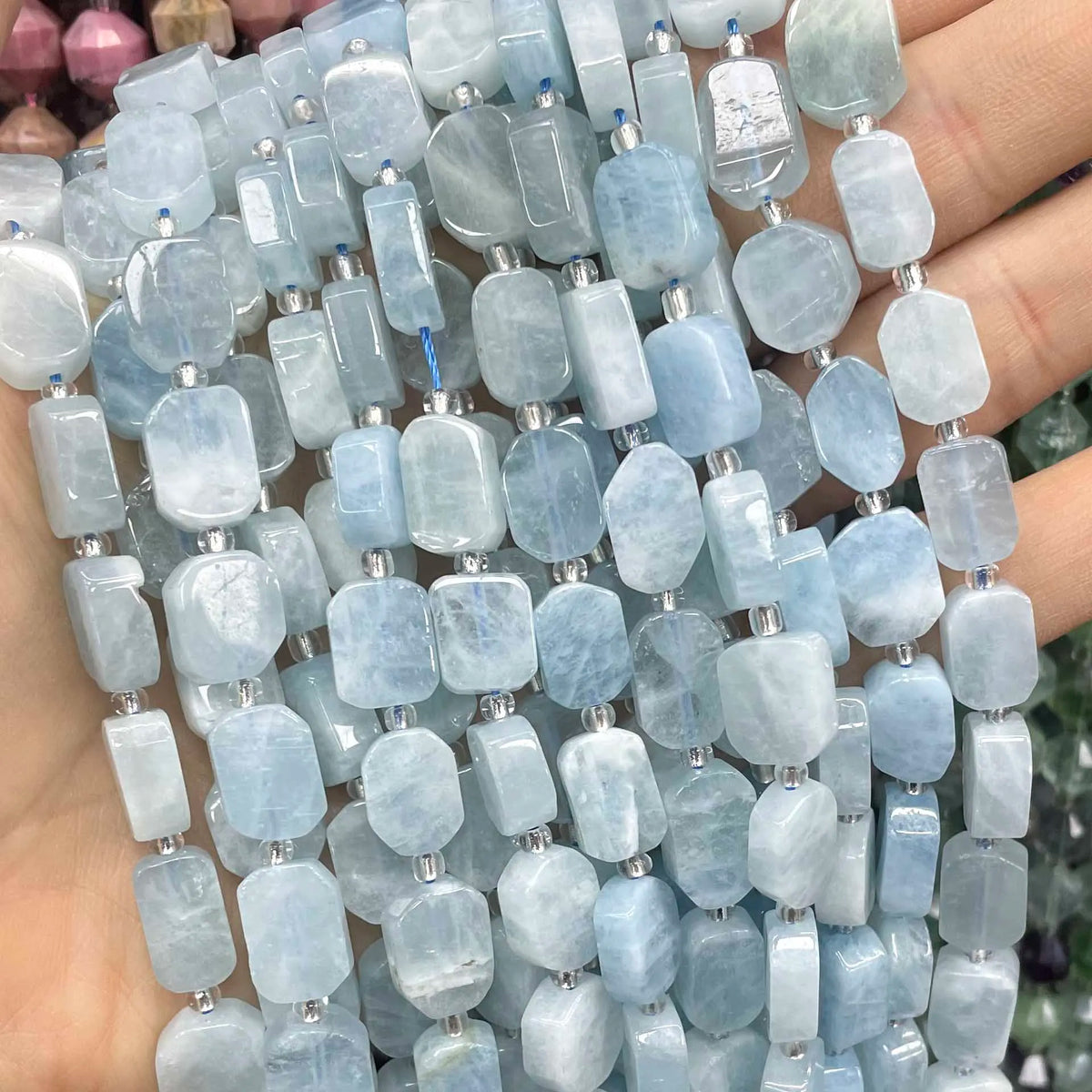 Natural Stone Flat Rectangle Amethyst Lapis Lazuli Quartz Apatite Spacer Beads For Jewelry Making Diy Bracelet Accessorie 8*12MM Pi-Mart