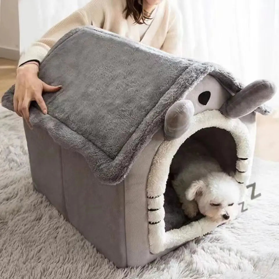 House Style Pet Bed for Small Dogs & Cats - All Season Removable Washable Dog House Winter Warm Teddy Bed Pet Supplies Pi-Mart