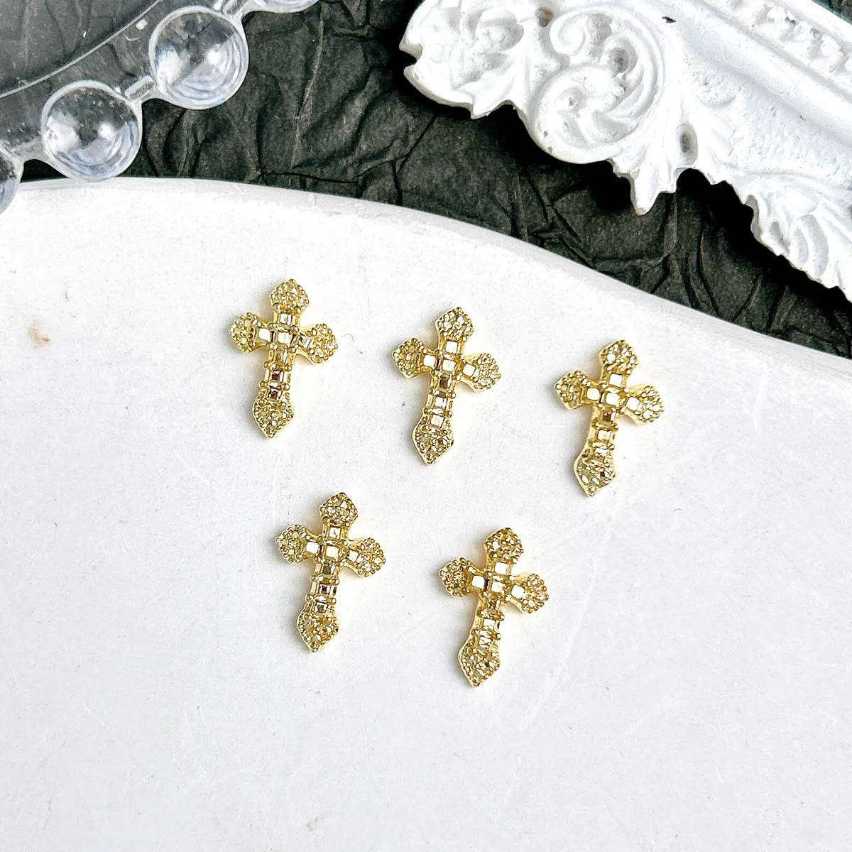 20PCS 3D Light Luxury Classic Cross Nail Charms Creative Exquisite Retro Alloy Cross Nail Art Decorations for DIY Cool Manicure Pi-Mart