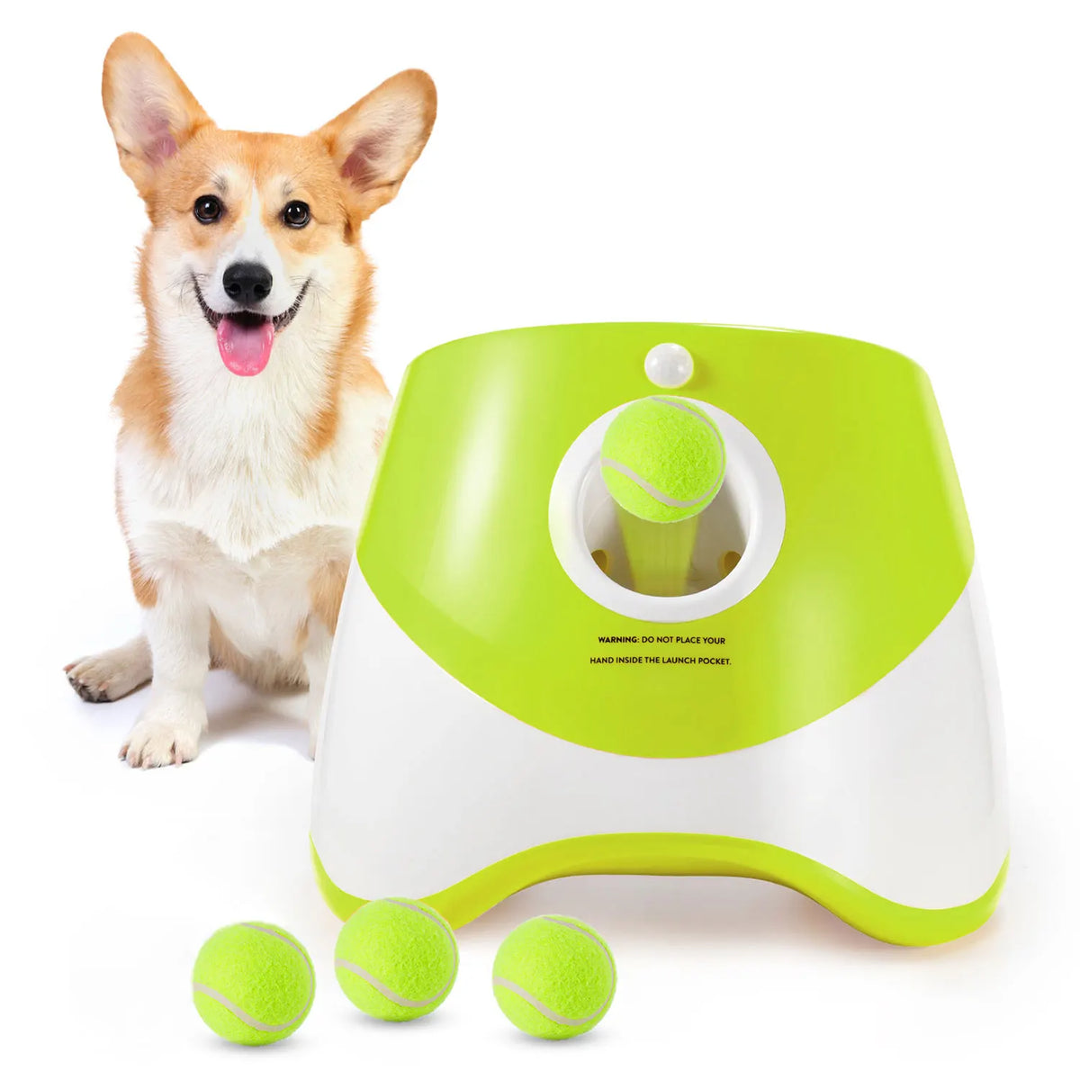 Mini Automatic Dog Ball Launcher 3m/6m/9m,USB Charging Interactive Pet Toy with 3 Tennis Balls for Puppy Indoor Outdoor Exercise Pi-Mart