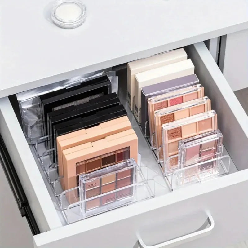 7-Slot Transparent Plastic Cosmetic Organizer Multi-Functional Makeup Holder for Home Office Bathroom Dressing Table Sorting Pi-Mart