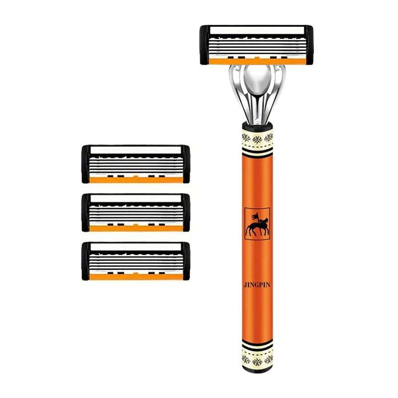 6-layer razor blade, men's stainless steel blade, classic water washed razor, sharp blade for clean shaving Tri Light Beauty