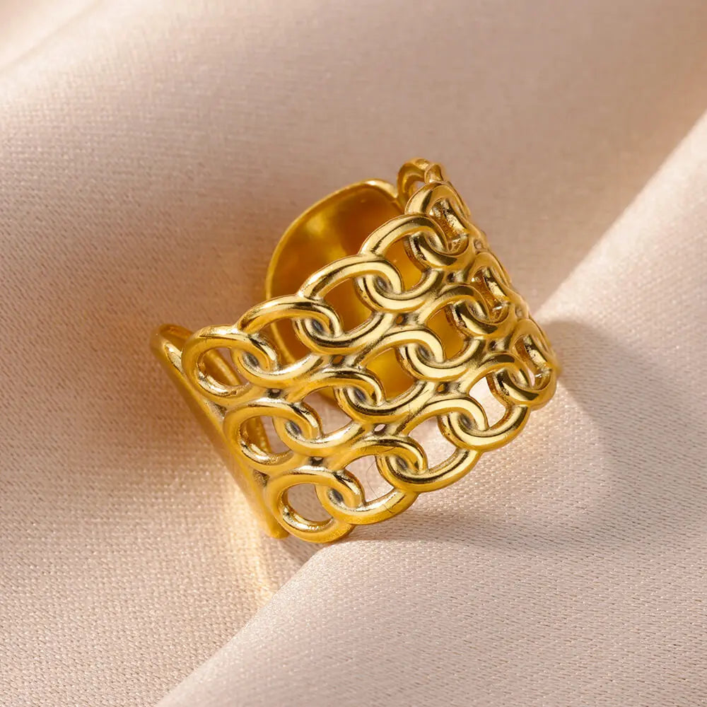 316L Stainless Steel Rings for Women Gold Color Never Fade Luxury Classic rings wedding couple rings Jewelry Free Shipping Pi-Mart