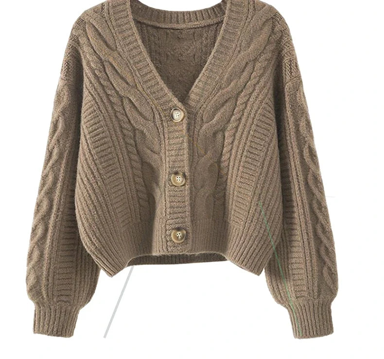 Autumn Winter Fashion Cardigan Sweater Women Knitted Coats Female Solid Long Sleeve Casual Knit Jacket Cardigans Tops Knitwear LadyShow.Store