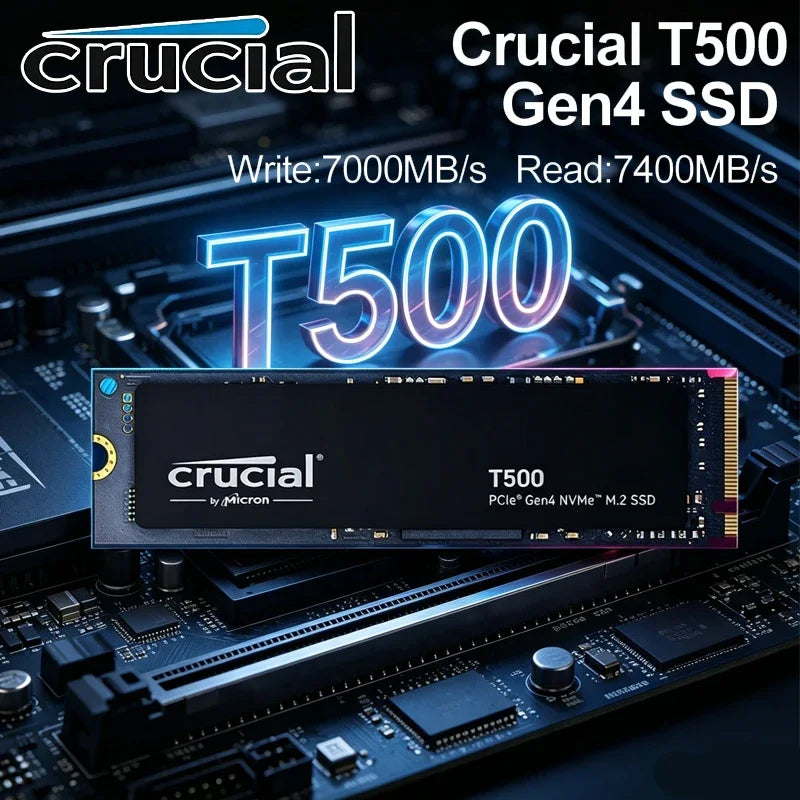 Crucial T500 1TB PCIe Gen4 NVMe M.2 SSD 7300MB/s High Speed Gaming Drive,Fit PS5 Laptop PC,OEM Original CT1000T500SSD8 Pi-Mart