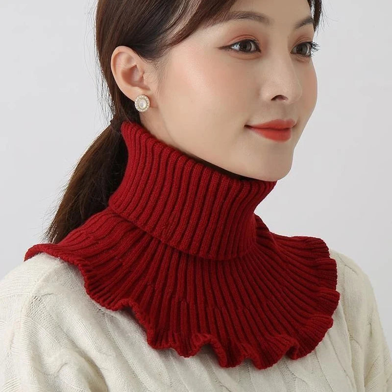 Warm Knitted Fake Collar Women Thicken Turtleneck Ruffles False Collars Detachable Neck Guard Winter Windproof Fake Collar Pi-Mart