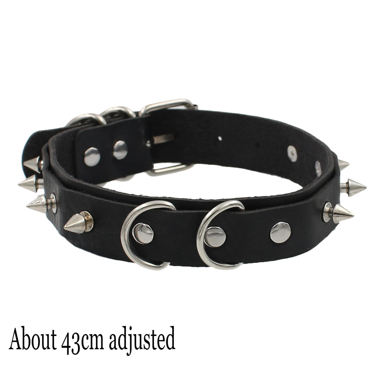 Black PU Leather Punk Choker Collar Necklace with Rivets Gothic Femme Jewelry for Party Club Sexy Goth Pendientes Pi-Mart