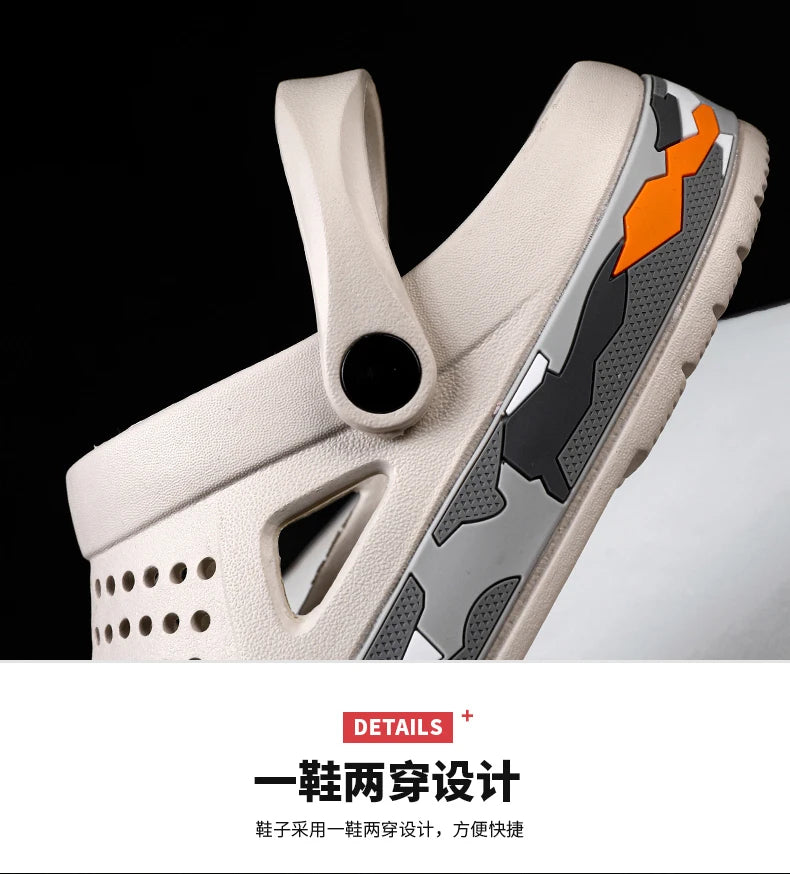 Men's summer casual hole shoes non slip lightweight breathable Two wearing men's sandals fashion comfort beach shoes slippers Pi-Mart