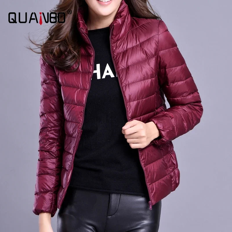 Women Spring Jacket Fashion Short Ultra Lightweight Packable Puffer Coats 15 Colors Female Down Warm Korean Slim Fit Parkas 5XL LadyShow.Store