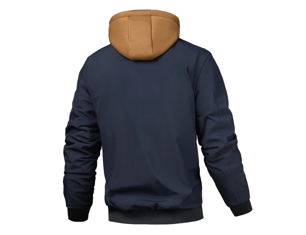 Autumn Winter Men's Warm Windbreaker Jacket Outdoor Man Thick Windbreaker Hiking Hooded Coats Men Thermal Sports Zipper Parkas J Pi-Mart
