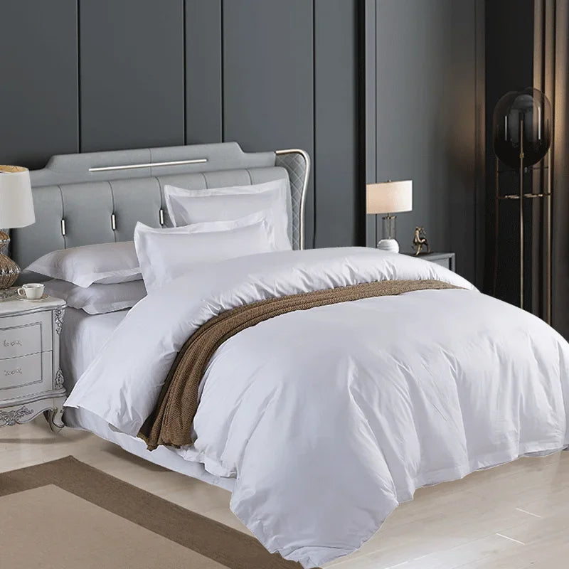 1set Luxury 100 Egypt Cotton Duvet Cover 5 Stars Hotel  Quilt Cover Pure Cotton Satin Strip Bed Line Duvet Case 2pcs Pillowcases Pi-Mart